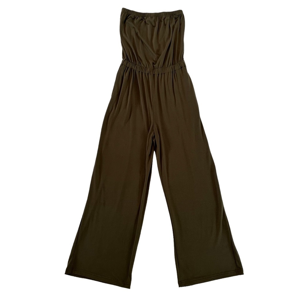 Zesica Olive Green Strapless Jumpsuit Size Small